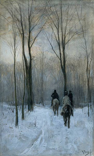 Riders in the Snow of the Woods at The Hague