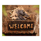 Golden Horse Iron Welcome Sign