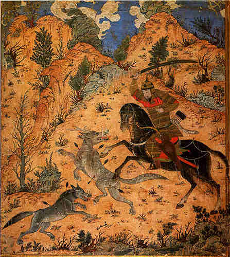 Isfandiyar Fights With the Wolves - Shah-nama