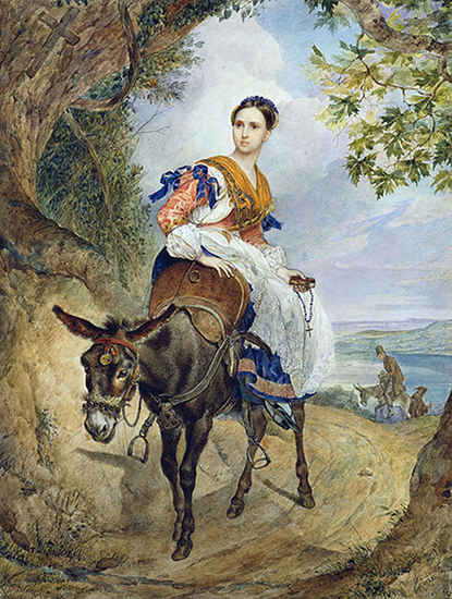 Queen Olga on a Donkey