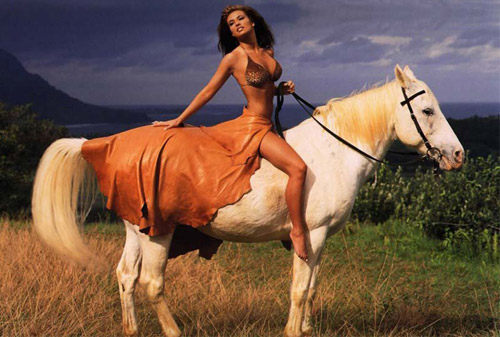 Carmen Electra Carmen Electra on horseback No the horses name is Julie