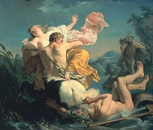 The Abduction of Deianeira by the Centaur Nessus - Louis Jean Lagrenee