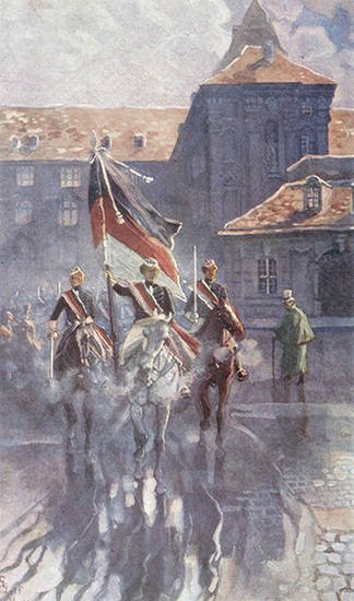 Breslauer Prussia ride through the Emperor Door of the University of Wroclaw
