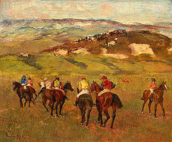 Jockeys on Horseback before Distant Hills
