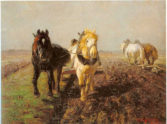 Two Horses at the Plow