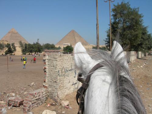 The pyramids from horseback