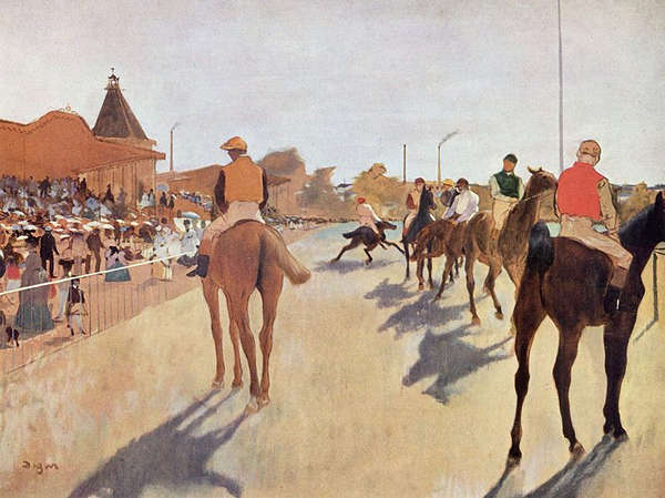 Jockeys in Front of Grandstand - Edgar Degas