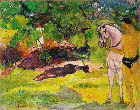 In the Vanilla Plantation, Man and Horse