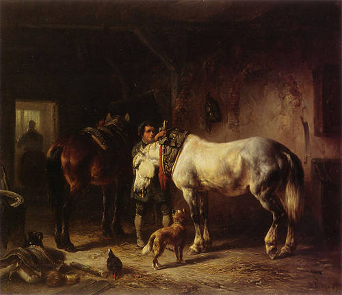 Wouterus Verschuur - Saddling the Horses