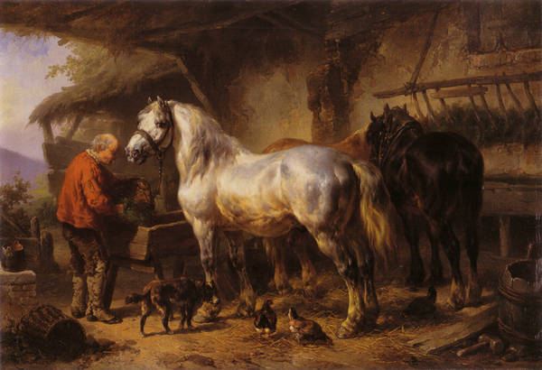 Wouterus Verschuur - Horses at a Trough