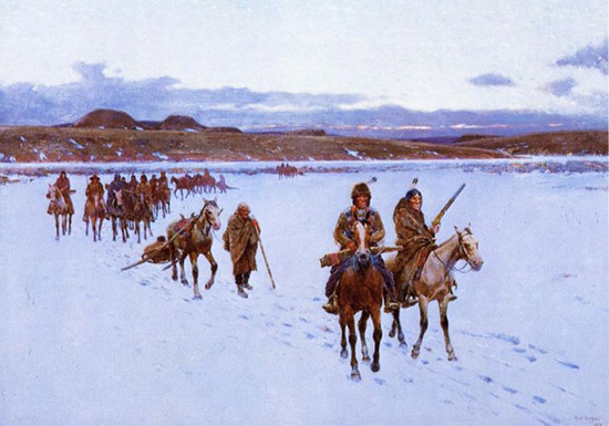 Departure for the buffalo hunt