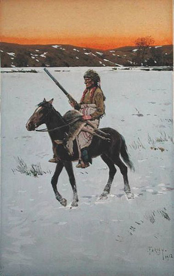 Indian returning from the hunt
