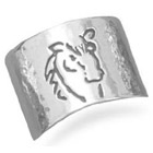 Sterling Silver Oxidized Hammered Horse Ring