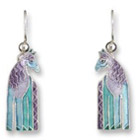 Clearly Charming Aqua Equine Sterling Silver & Enamel Earrings