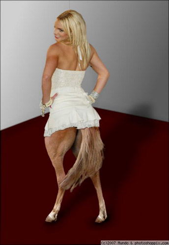 Photoshopped horse legs on Britney Spears