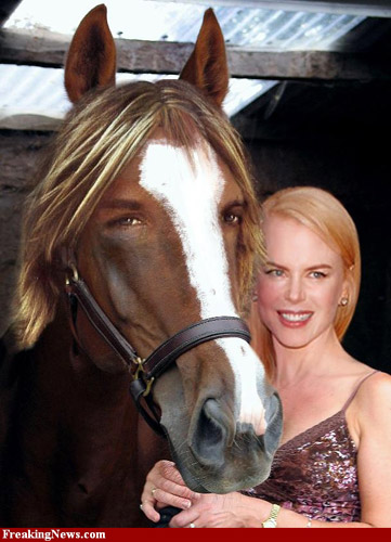 Photoshopped Nicole Kidman and her horse husband