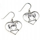 Standing Horse Heart Hook Earrings