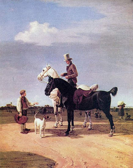 Riders with two horses