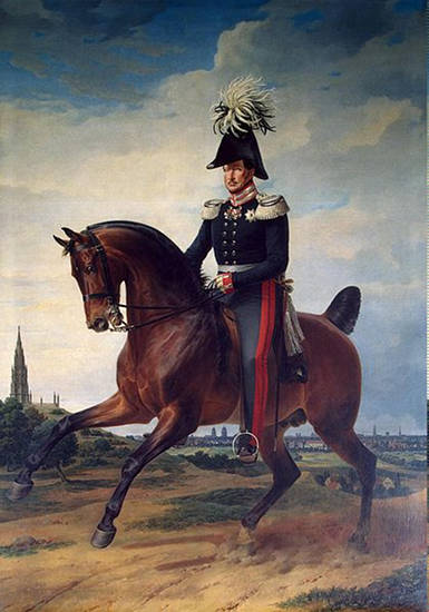 Oil painting Franz Kruger Equestrian Portrait of Alexander I gray horse in view 