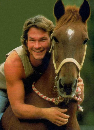 Patrick Swayze on horseback