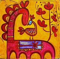 Horse and bird painting