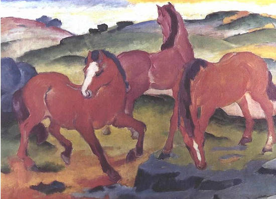 Grassing Horses - The Red Horses - Franz Marc