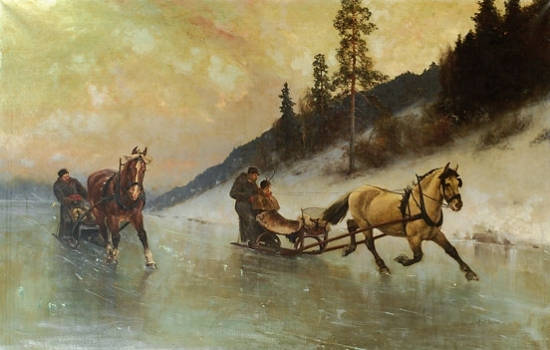 Sledekjøring on the ice - Axel Hjalmar Ender