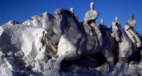 Horse snow sculpture