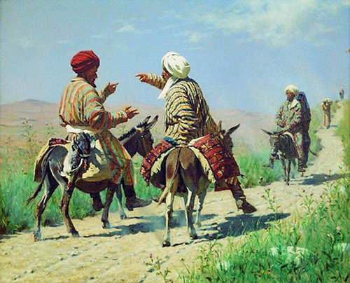 Mullah Rahim and Mullah Karim on his way to the market to quarrel