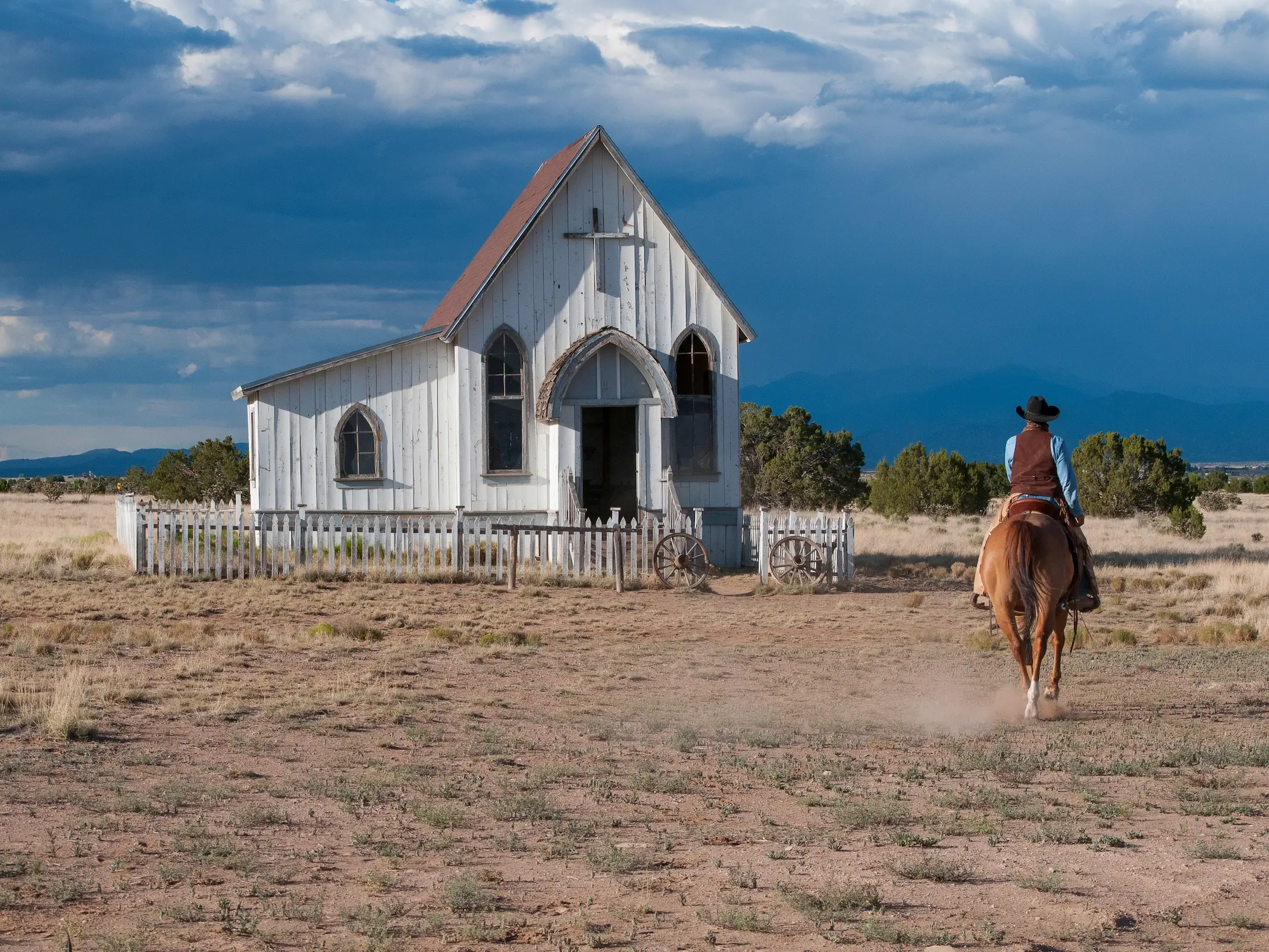 Man riding a horse won the western plains