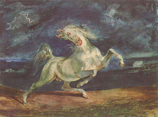 Rearing Horse Before the Lightning - Eugène Delacroix