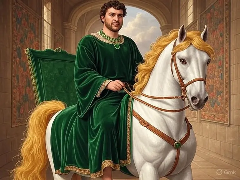 King on a horse in the throne room