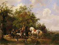Company with Horses and Dogs at an Inn