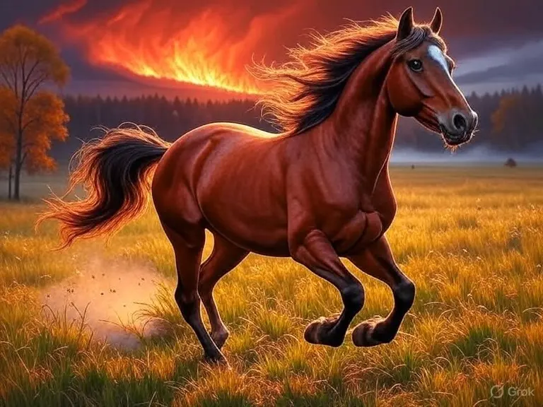 Horse running from a fire
